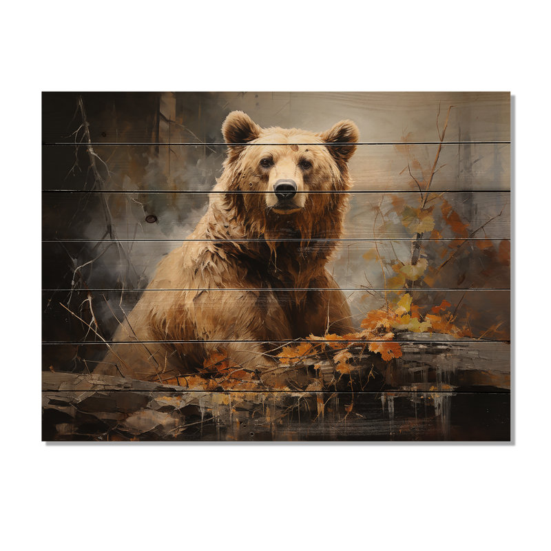 Hurtha Bear Bears Boundary II - impression sans cadre sur bois, H 10 po x l 20 po x P 0,78 po