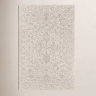 Cece Beige Hand-Tufted Wool Floral Rug