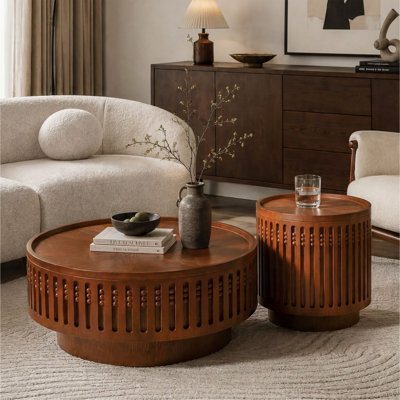 2-Piece Lattice Design Coffee Table Set