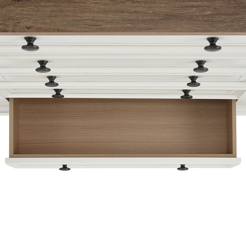 Commode 5 tiroirs Aryion pour jeunes en brun et blanc