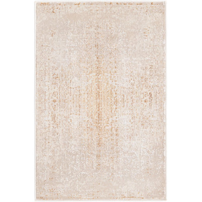 Tapis contemporain Brémer de couleur ivoire clair doré