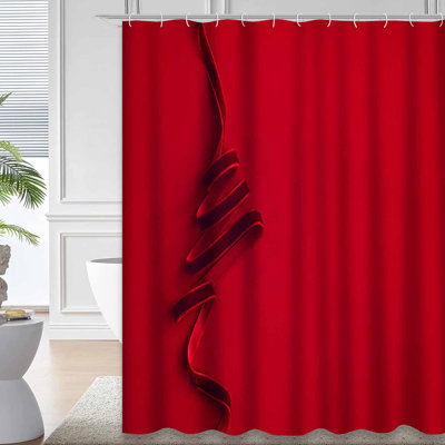 Rideau de douche rouge imperméable, rideaux de douche pour la salle de bain avec 12 crochets