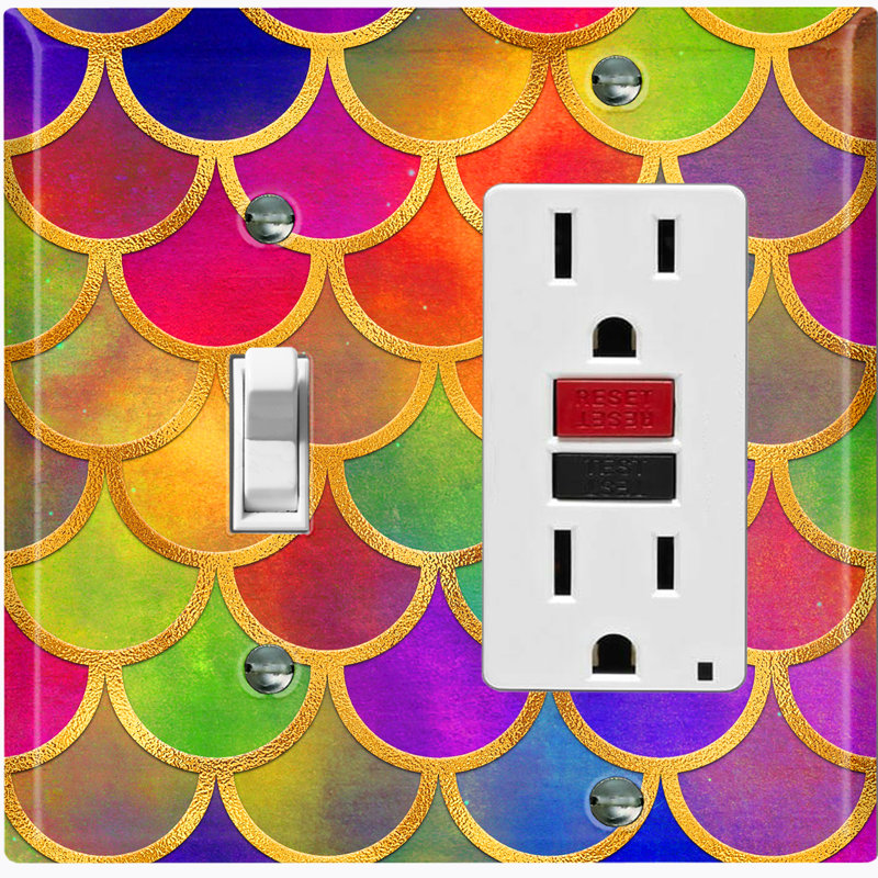 Plaque murale 2 bandes Mermaid, Orange / mauve / vert