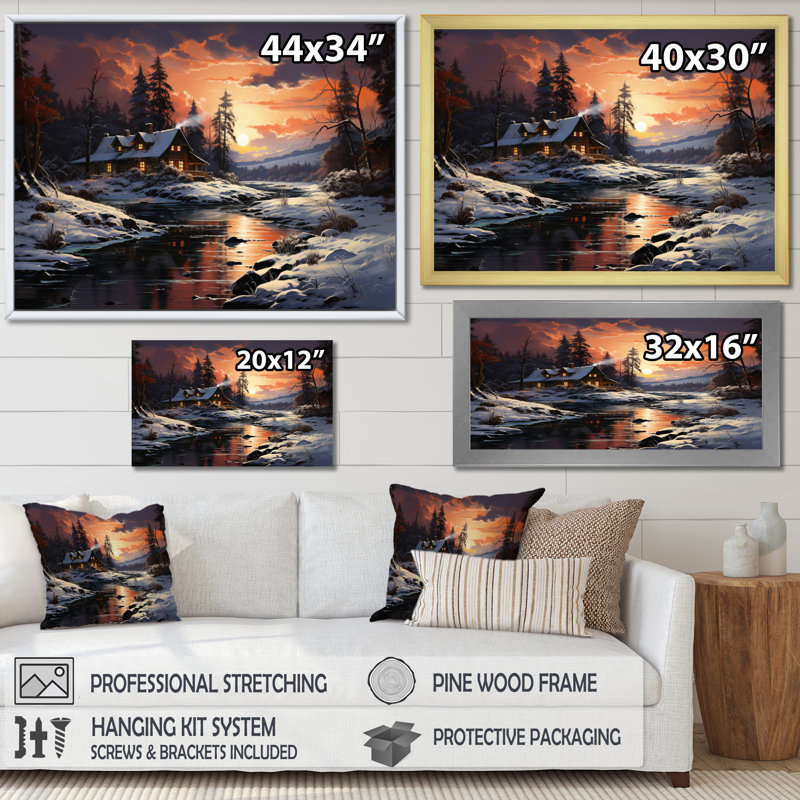 Winter Glow II - paysages, impressions sur toile, 34" H x 44" W, Toile tendue