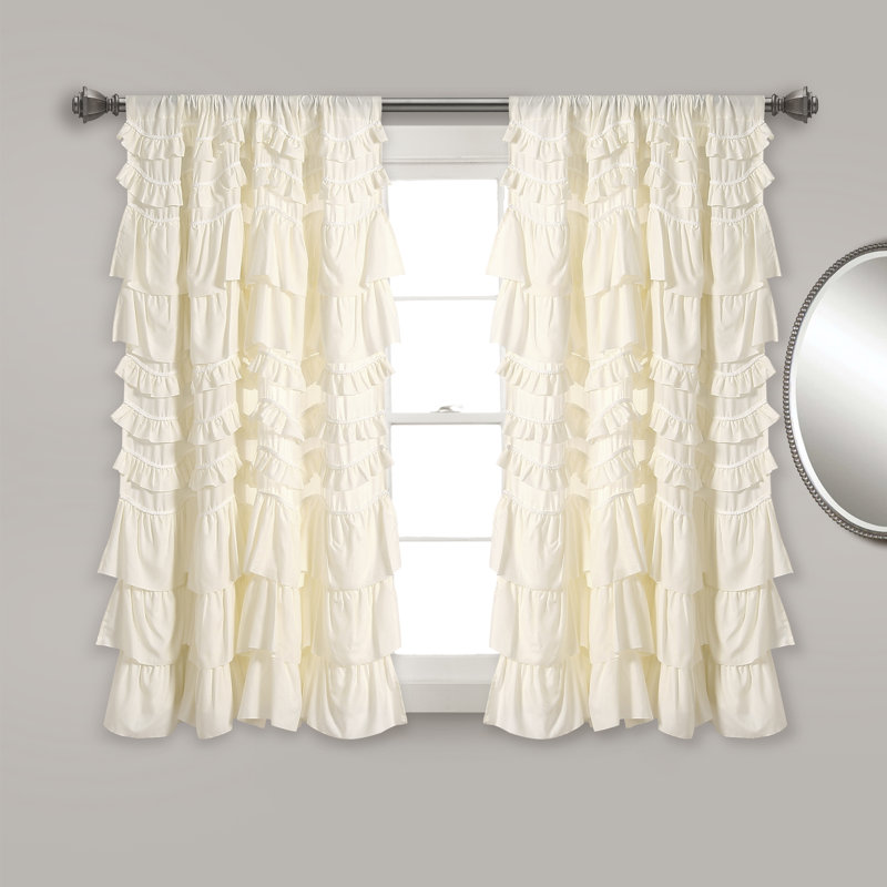 Panneau de rideau simple semi-transparent Kemmy, Noir, 2, L 52 po x L 108 po