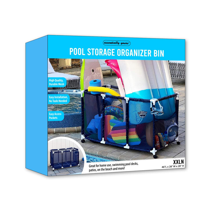 Essentially Yours 46'' W 0 Gallons Water Resistant Plastic Deck Box with Wheels, Blue/White