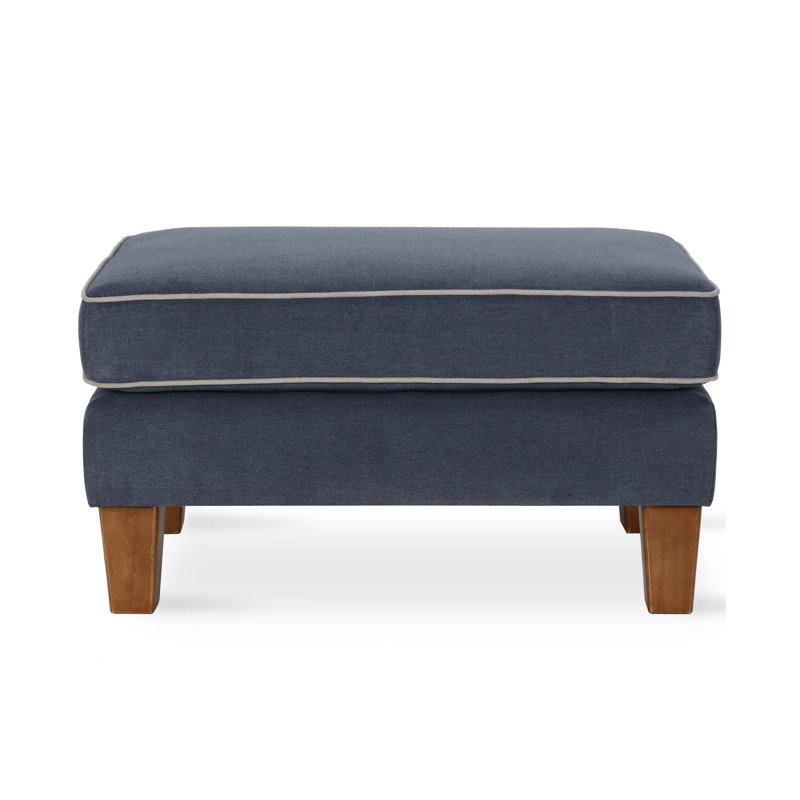 Specht 84.1cm Wide Rectangle Solid Colour Footstool Ottoman, Blue