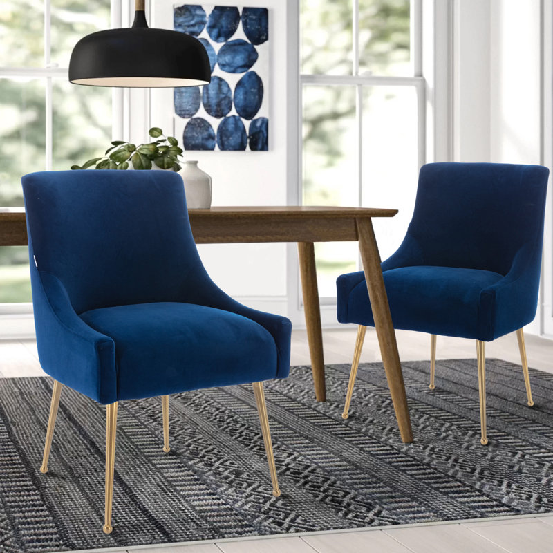 Chaise d'appoint en velours l 22 po Johileny, Bleu velours