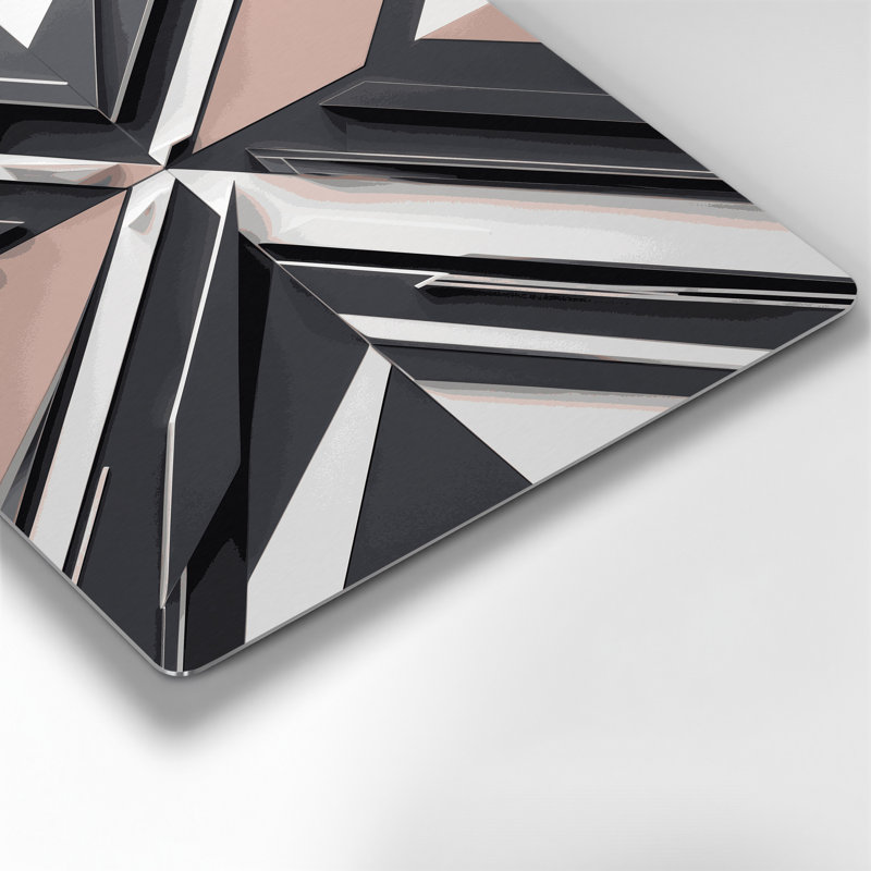 «Geometric Abstraction 99», art mural en métal gris, H 20 po x l 30 po