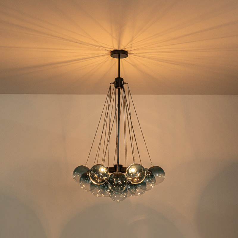 Chic Modern Gradient Glass Cluster Bubble Chandelier, Blue