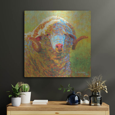 Art mural en métal luxueux «Popcorn» par Rita Kirkman, 36 po x 36 po