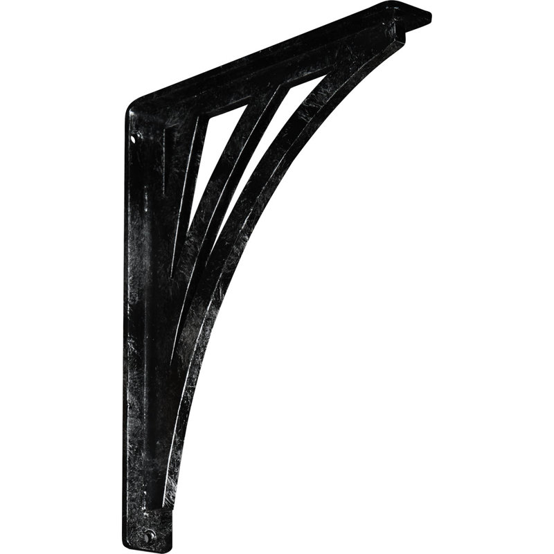 Nevio Wrought Iron Bracket, Antiqued Silver, 12" H x 1.5" W x 10" D