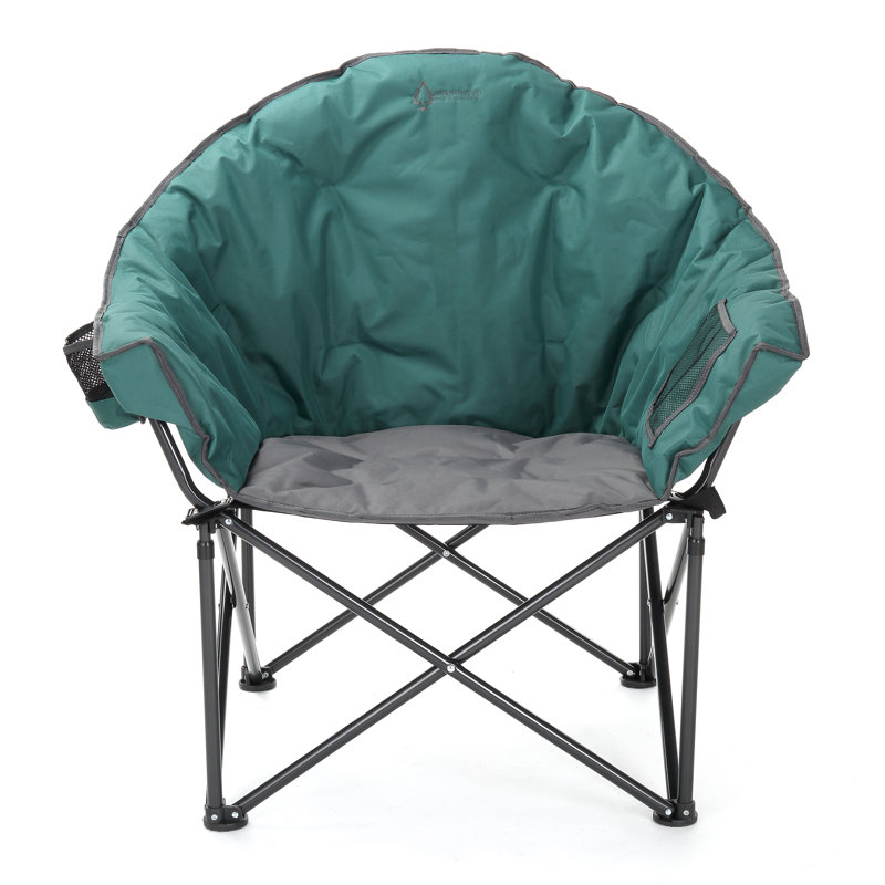 Forest Green Heavy-Duty Padded Folding Camping Chair with Cup Holder