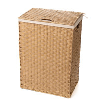 Outsunny Foldable Laundry Hamper, Divided Storage Basket, Rattan Clothes  Hamper with Lid, Removable Liner Bag, Grey Basket