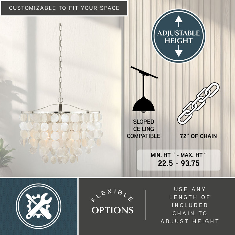 Icarus 3 - Light Dimmable Tiered Chandelier, Satin Nickel