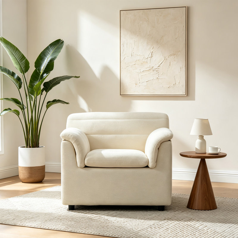 Fauteuil d'appoint rembourré surdimensionné et déhoussable de 97 cm de large, fauteuil en chenille, canapé une place pour salon