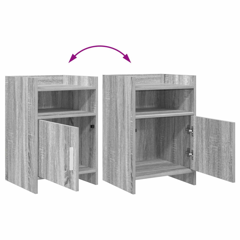 40cm W Composite Bedside Table, Grey Sonoma