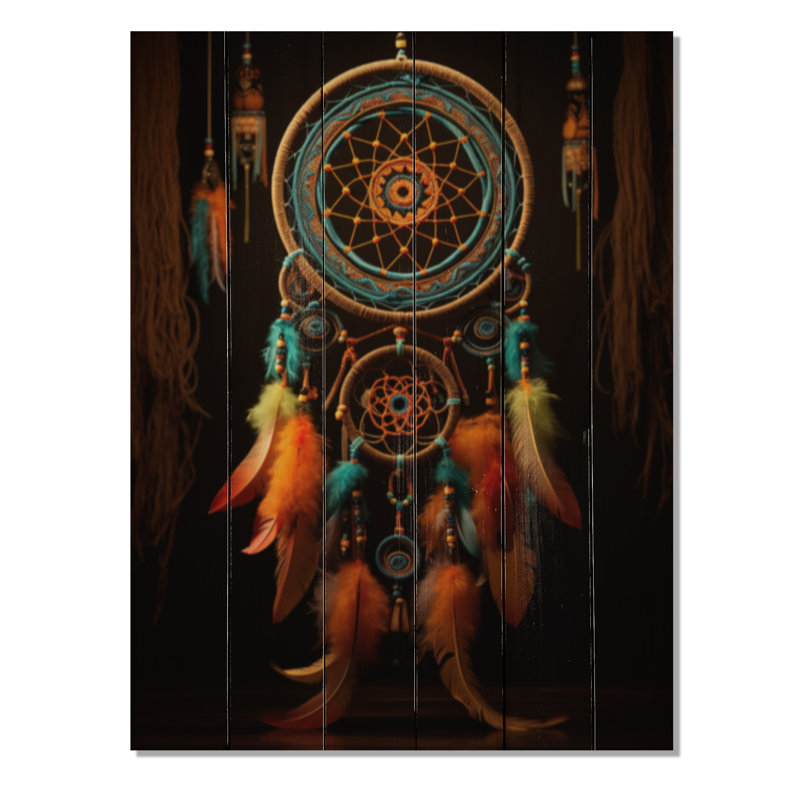 «Native Art Dreamcatchers Embrace II» sur bois, H 20 po x l 10 po x P 0,78 po