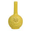 Vase à fleurs Remi, col étroit, céramique jaune avec motifs floraux, 16 po