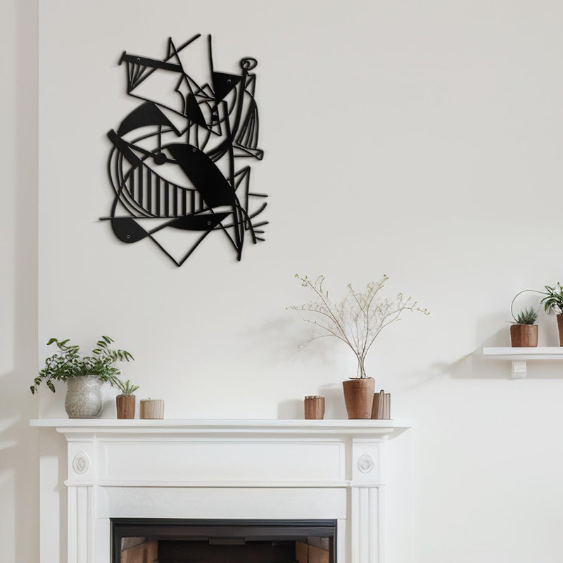 Décoration murale en métal, H 24 po x l 16 po x P 0,05 po, Noir