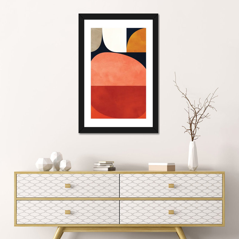 «Mid Century Modern VI» par Ana Rut Bré - impression d'art graphique, H 24 po x l 16 po x P 1 po, Blanc, Papier encadré noir