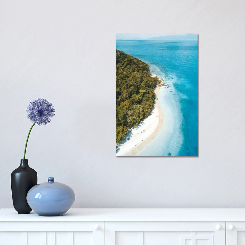 Tropical Island Beach Aerial 1 Piece Wrapped Canvas Wall Art, 45.72cm H x 30.48cm W