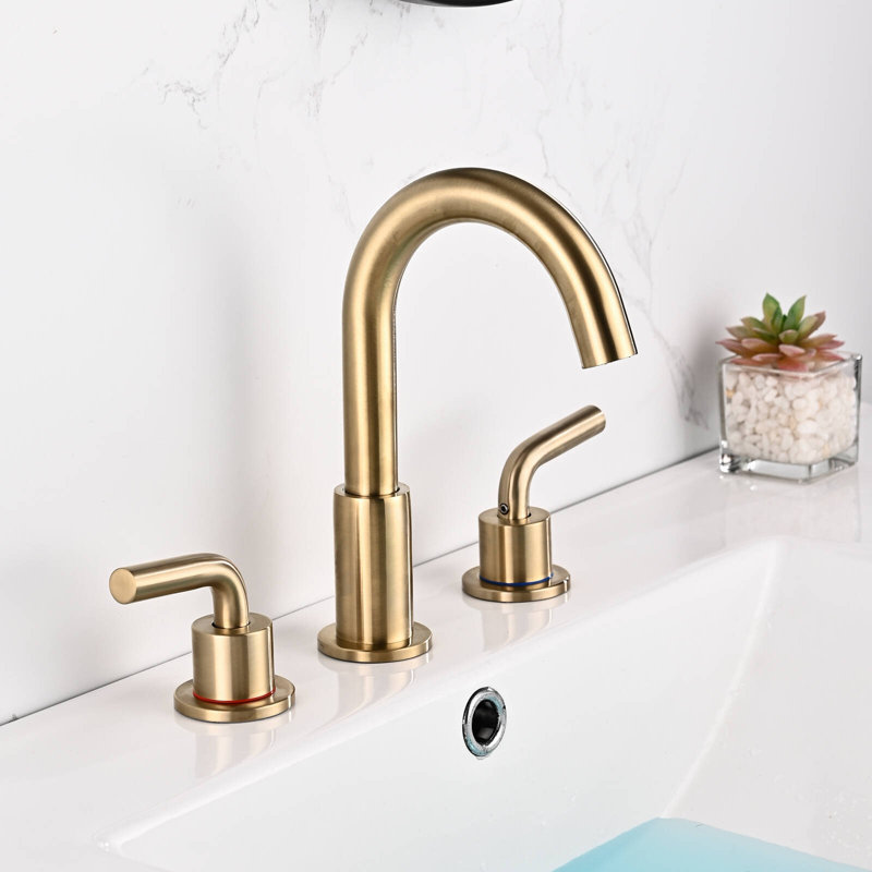 2-handle Bathroom Faucet with Drain Assembly, Brushed Gold