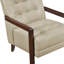Fauteuil contemporain en cuir beige, respirant et d'appoint avec accoudoirs roulés au fini noyer-4535953