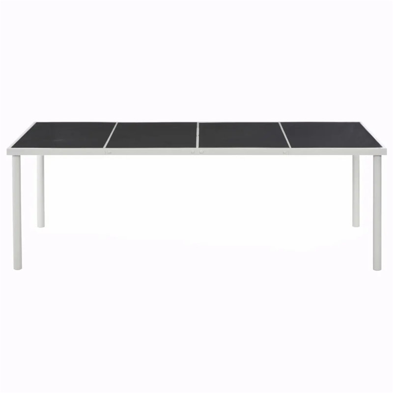 Etheldreda Rectangular Metal Outdoor Dining Table , 90cm cm W cm D, 74cm H x 190cm W x 90cm D, White
