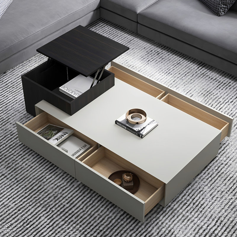 Ensemble de tables basses avec 4 tiroirs Simple Living, Noir / gris clair