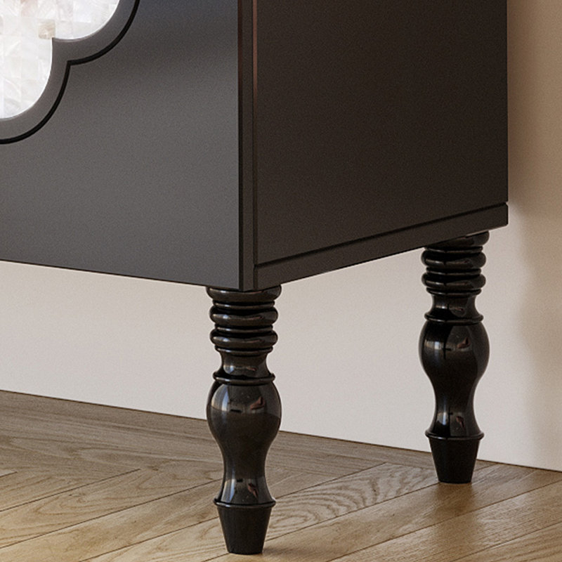 Black Solid Wood Rectangular Console Table