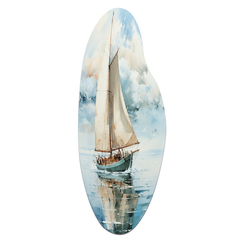 Minimalisme voilier Serene II - voilier de bateau, art mural asymétrique en métal, H 38 po x l 15 po