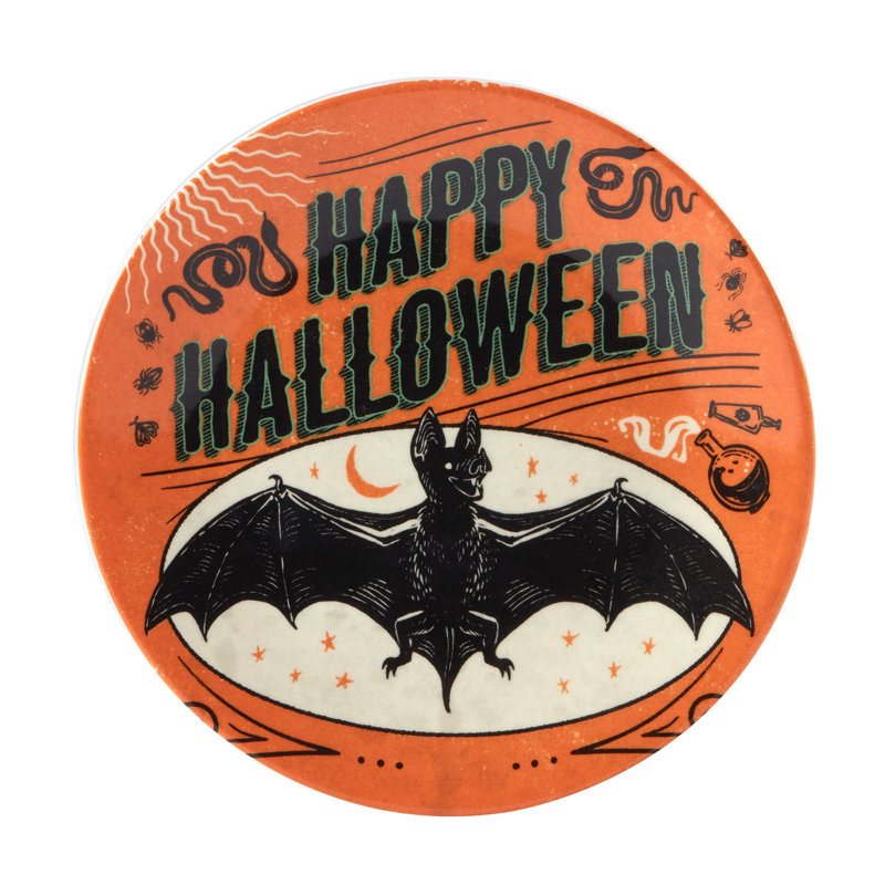 Certified International Scaredy Cat Set Of 4 Canape Plate Round 6In Asst