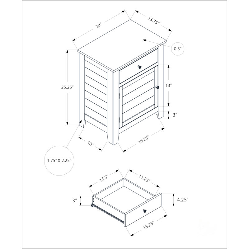 Accent Table With Storage Drawer And Cabinet, Grey Wash