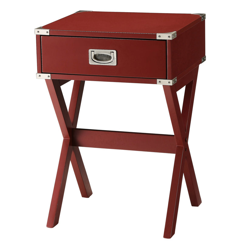 Table de bout Rustic Red 1 - Stable et pratique pour le bureau à domicile carré avec tiroir et salon, Rouge