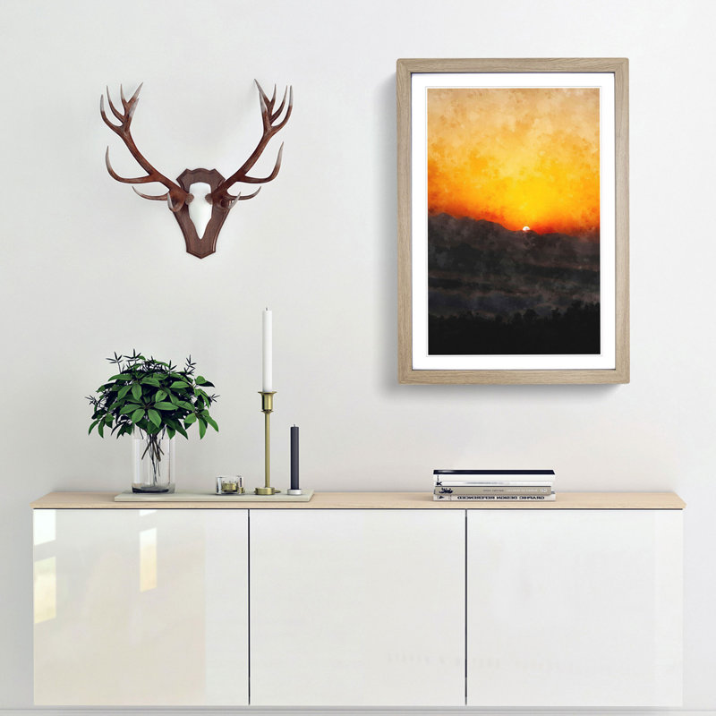 Indian Sunrise - Picture Frame Graphic Art Print, 87cm H x 62cm W x 2cm D, Oak Framed