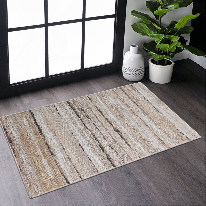 5X7 Brown /Striped Non-Shedding Living Room Bedroom Dining Home Office Stylish And Stain Resistant Area Rug