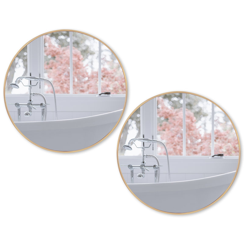 Aloysius Metal Flat Wall Mirror, 36" H x 36" W, Brass, 1
