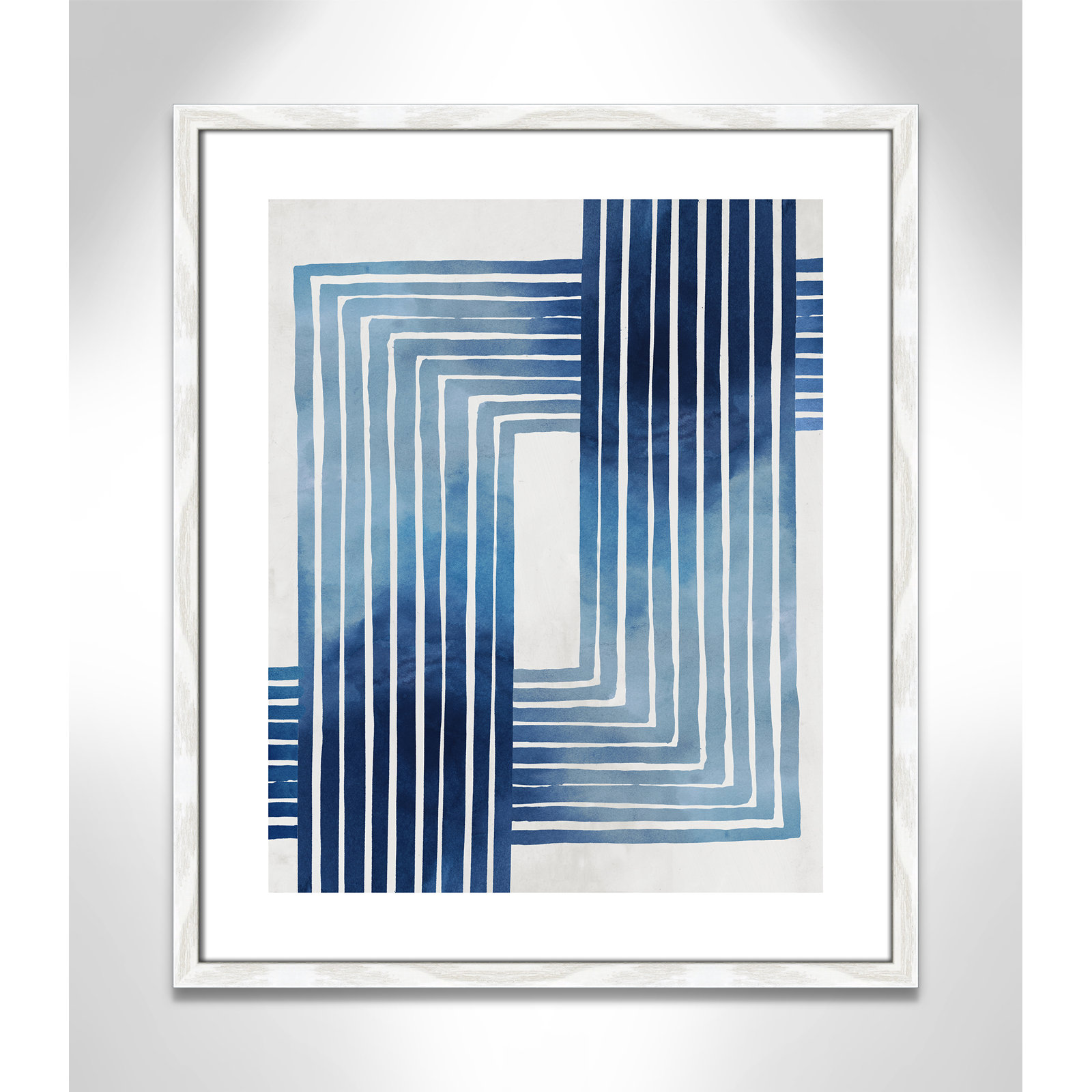 Lanny "In Unison" Painting by Eva Watts, White Wood Framed Paper, 25.5" H x 21.5" W x 0.75" D