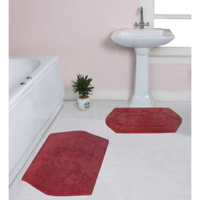 Morissette 100% Cotton Bath Rug, Non-slip, Absorbent, Machine Washable, Quick Dry 2 PCs set (21x34 / 24x40)