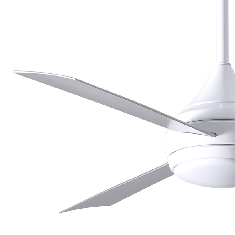 Donaire LED Outdoor Downrod Ceiling Fan, Gloss White, Brushed Stainless