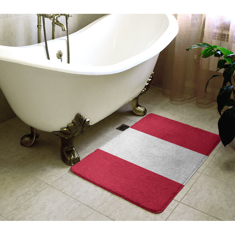 Tapis pour salle de bain Tennessee, l 17 po x L 24 po, Rouge / blanc cassé