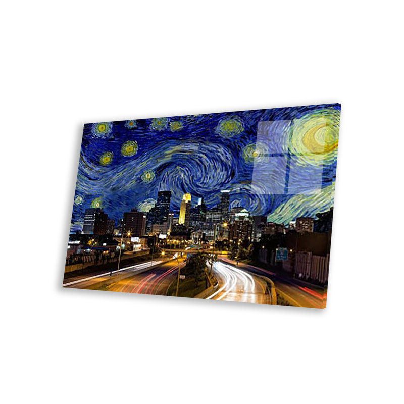 Minneapolis, Minnesota, nuit étoilée, impression sur verre acrylique, H 16 po x l 24 po x P 0,25 po