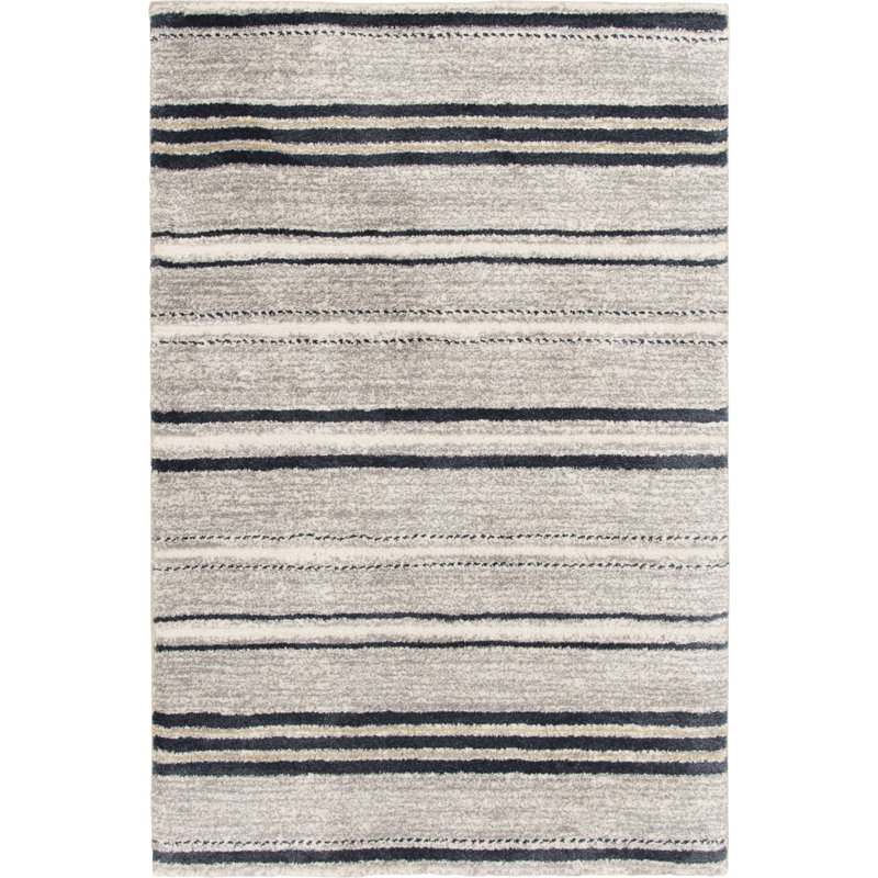 Tapis d'intérieur en polyester beige / noir Bungalow Rose Plath Sartell, Rectangle 7 pi 10,5 po x 9 pi 10,1 po