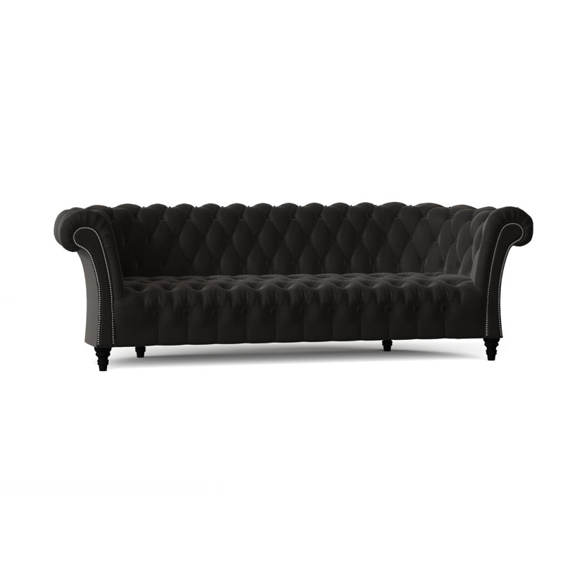 Canapé Chesterfield à accoudoirs roulés, Standard, Ébène Key, Noyer