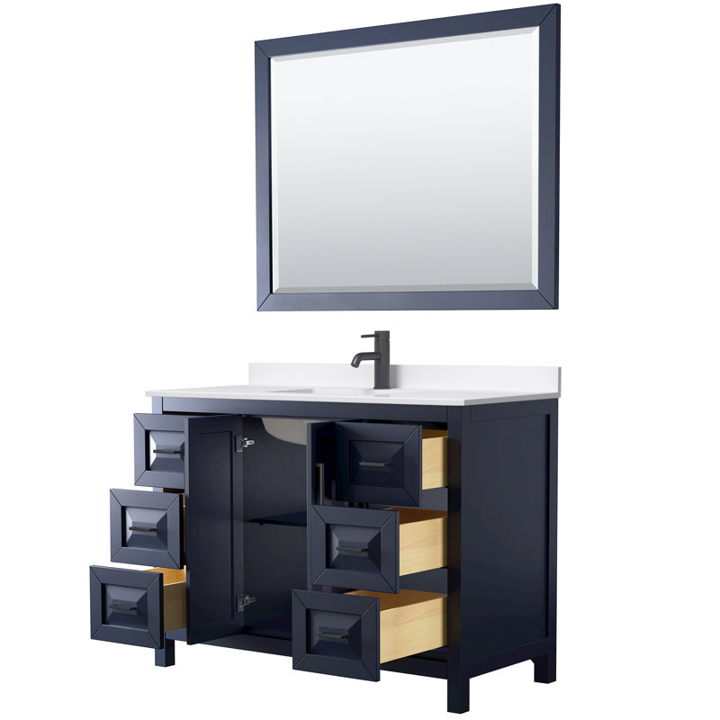 Daria 48'' W Vanity, Matte Black, Blue, Giotto Quartz