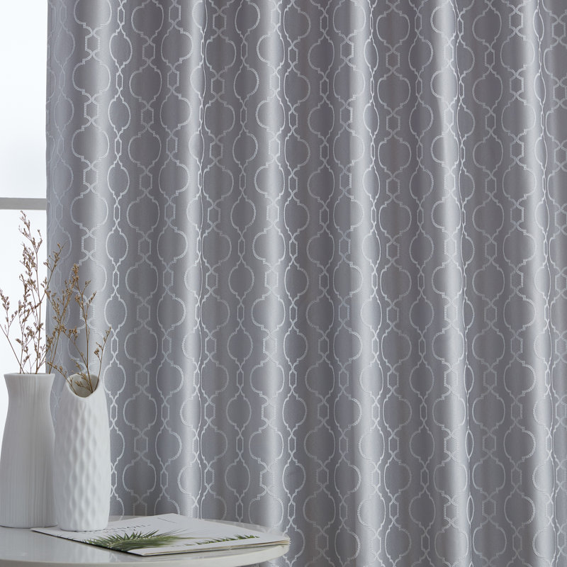 Ritenour Curtain Pair, 52" W x 96" L, Silver/Light Grey