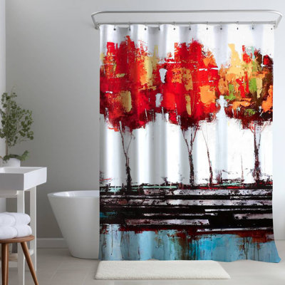 Shower Curtain LA74 – Polyester Shower Curtain, Dye Sublimation Print, 71" W × 74" L