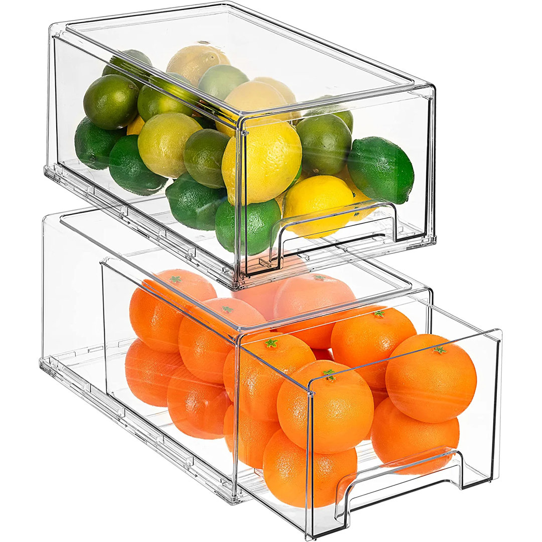 Corrinn Sorbus 2 Pack Large Clear Stackable Pull-Out Organization and Storage Drawers Prep & Savour