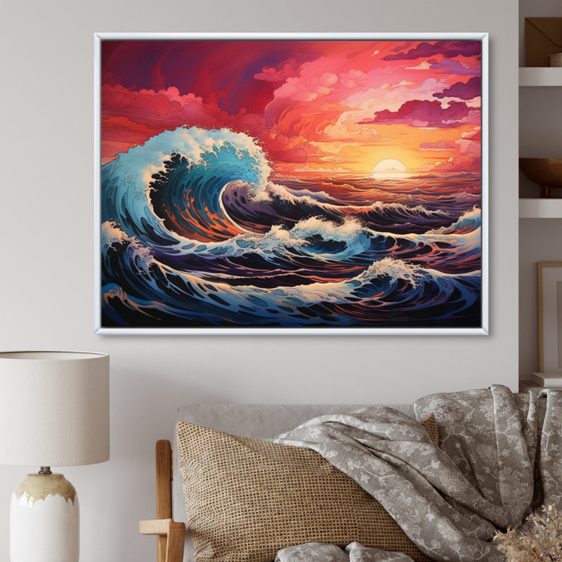 «Dramatic Ocean Waves III», reproduction sur toile, H 30 po x l 40 po x P 1,5 po, Cadre flottant blanc